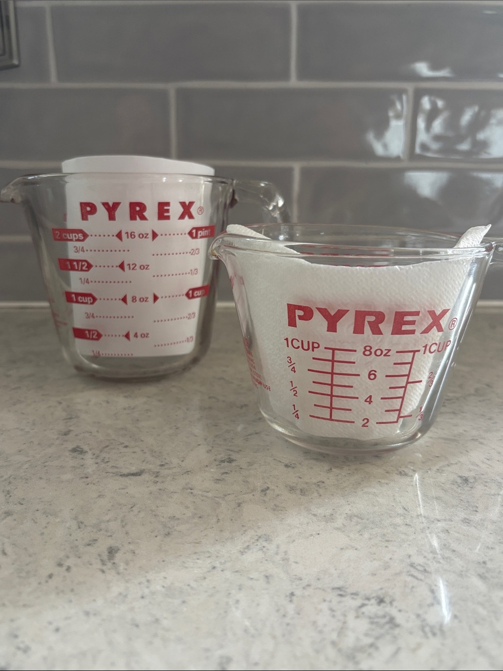 Vintage Pyrex 2 cup & 1 cup #508 lot
Capital Red letters